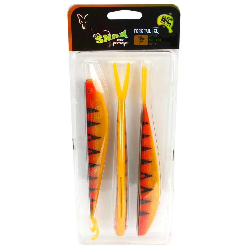 Fox Rage Fork Tail Gummifisch 18,00cm - Hot Tiger UV - 3Stück