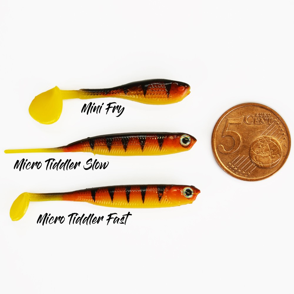 Fox Rage Micro Tiddler Slow 5cm - Hot Tiger UV - 8 Stück