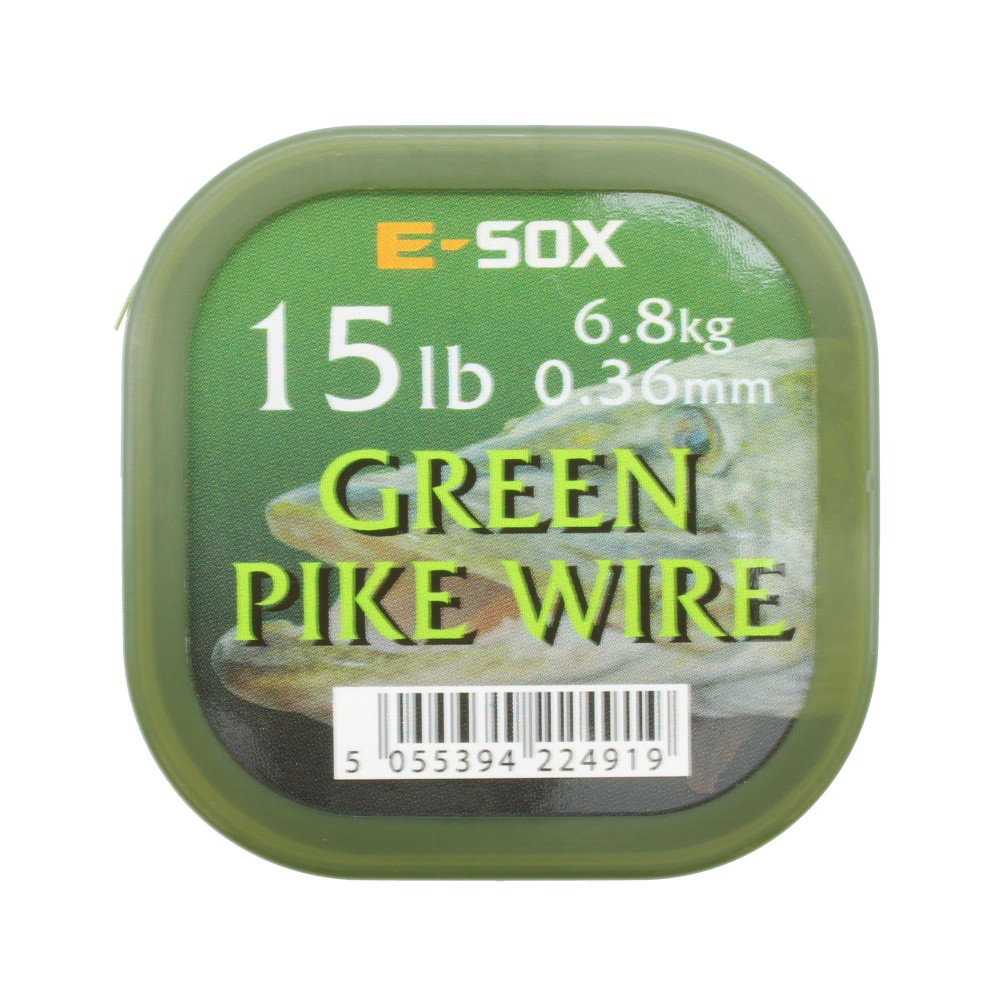 Drennan E-SOX Green Pike Wire Stahlvorfach 15m, 6,80kg, 15lb, 0,36mm