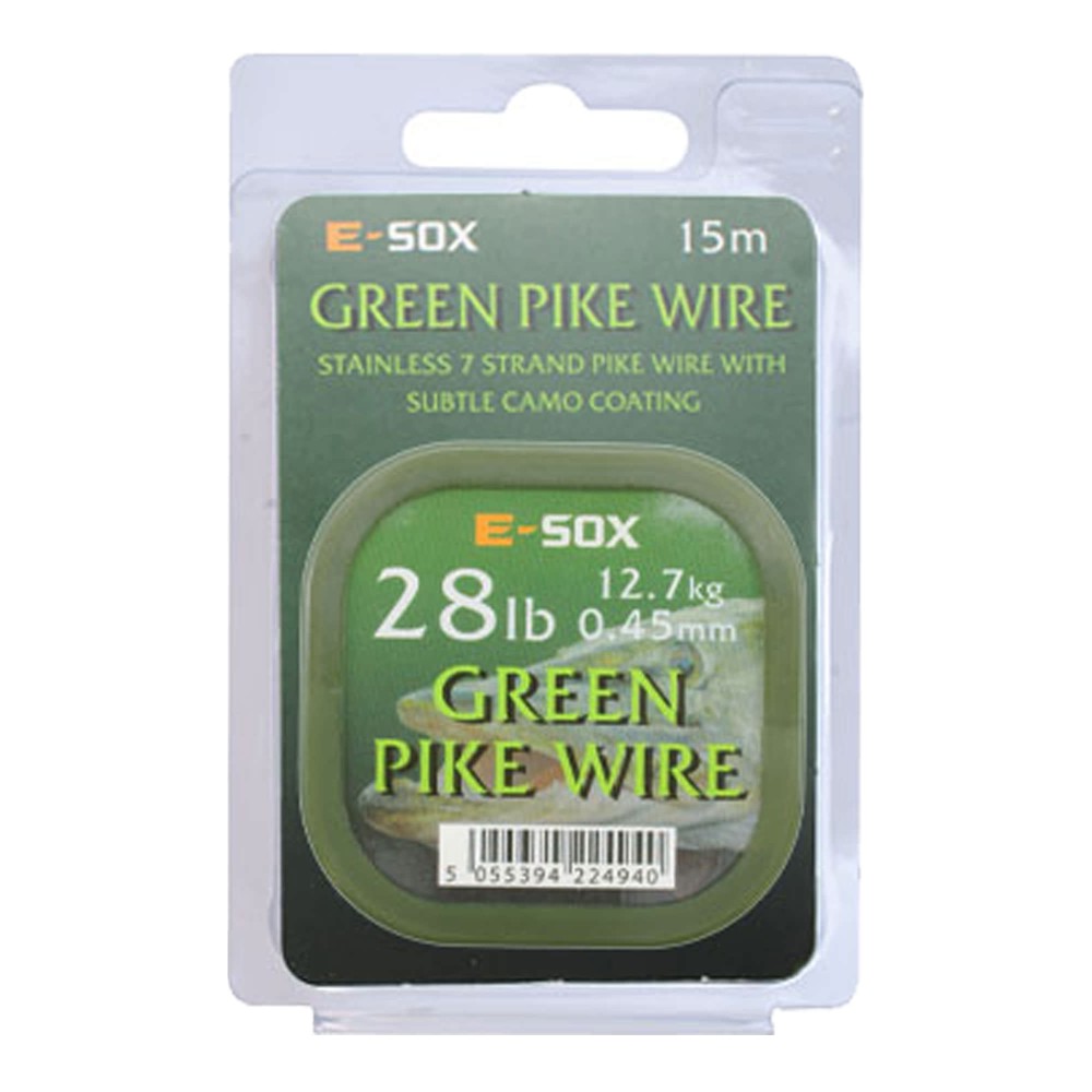 Drennan E-SOX Green Pike Wire Stahlvorfach 15m, 12,70kg, 28lb, 0,45mm