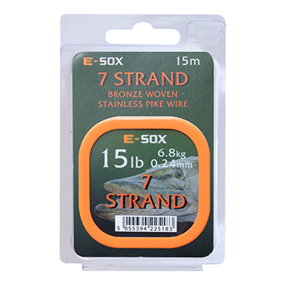 Drennan E-SOX 7-Strand Pike Wire Stahlvorfach 15m, 6,80kg, 15lb, 0,25mm, bronze