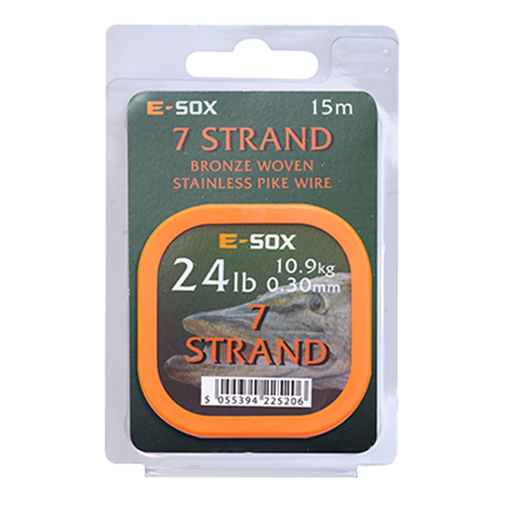 Drennan E-SOX 7-Strand Pike Wire Stahlvorfach 15m, 10,90kg, 24lb, 0,31mm, bronze