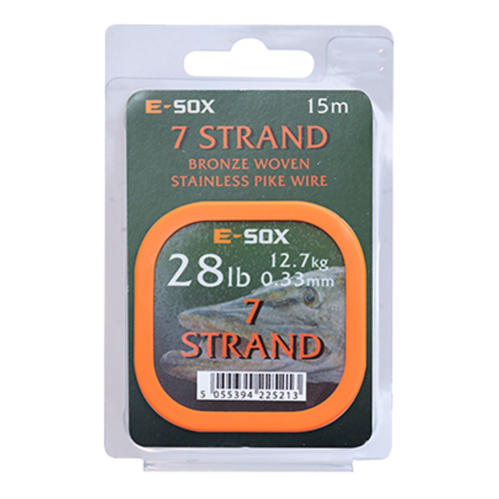 Drennan E-SOX 7-Strand Pike Wire Stahlvorfach 15m, 12,70kg, 28lb, 0,35mm, bronze