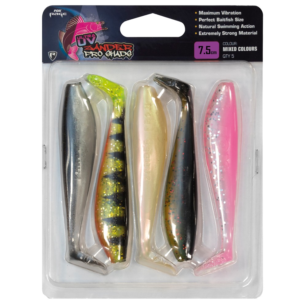 Fox Rage Zander Pro Shad UV Mixed Colour Pack I - Gummifisch 7.5cm