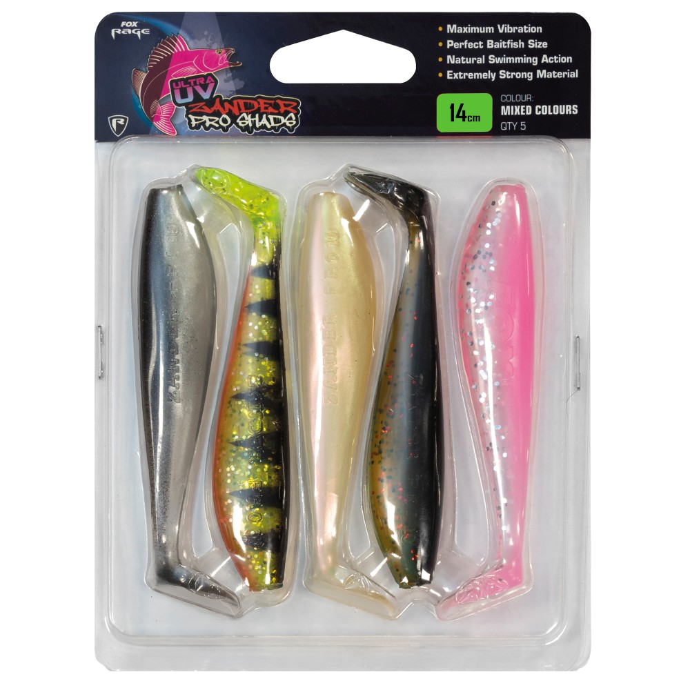 Fox Rage Zander Pro Shad UV Mixed Colour Pack I - Gummifisch 14cm - mix - 5Stück