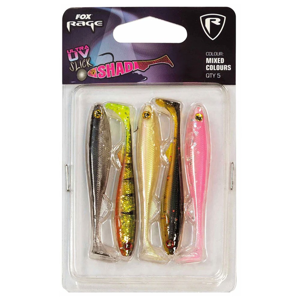 Fox Rage Slick Shad UV Mixed Colour Pack I - Gummifisch 9,0cm - 5 Stück