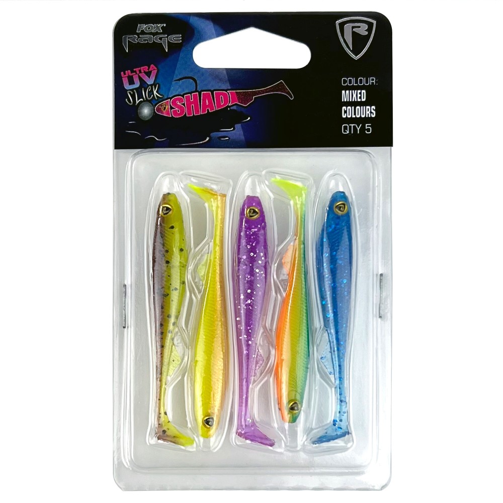 Fox Rage Slick Shad UV Mixed Colour Pack II - Gummifisch 7,0cm - 5 Stück
