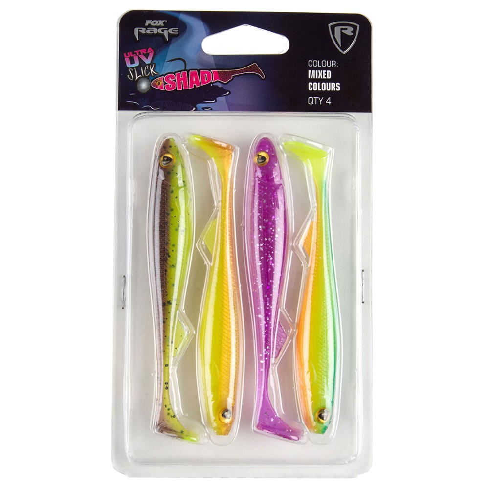 Fox Rage Slick Shad UV Mixed Colour Pack II - Gummifisch 13,0cm - 4 Stück