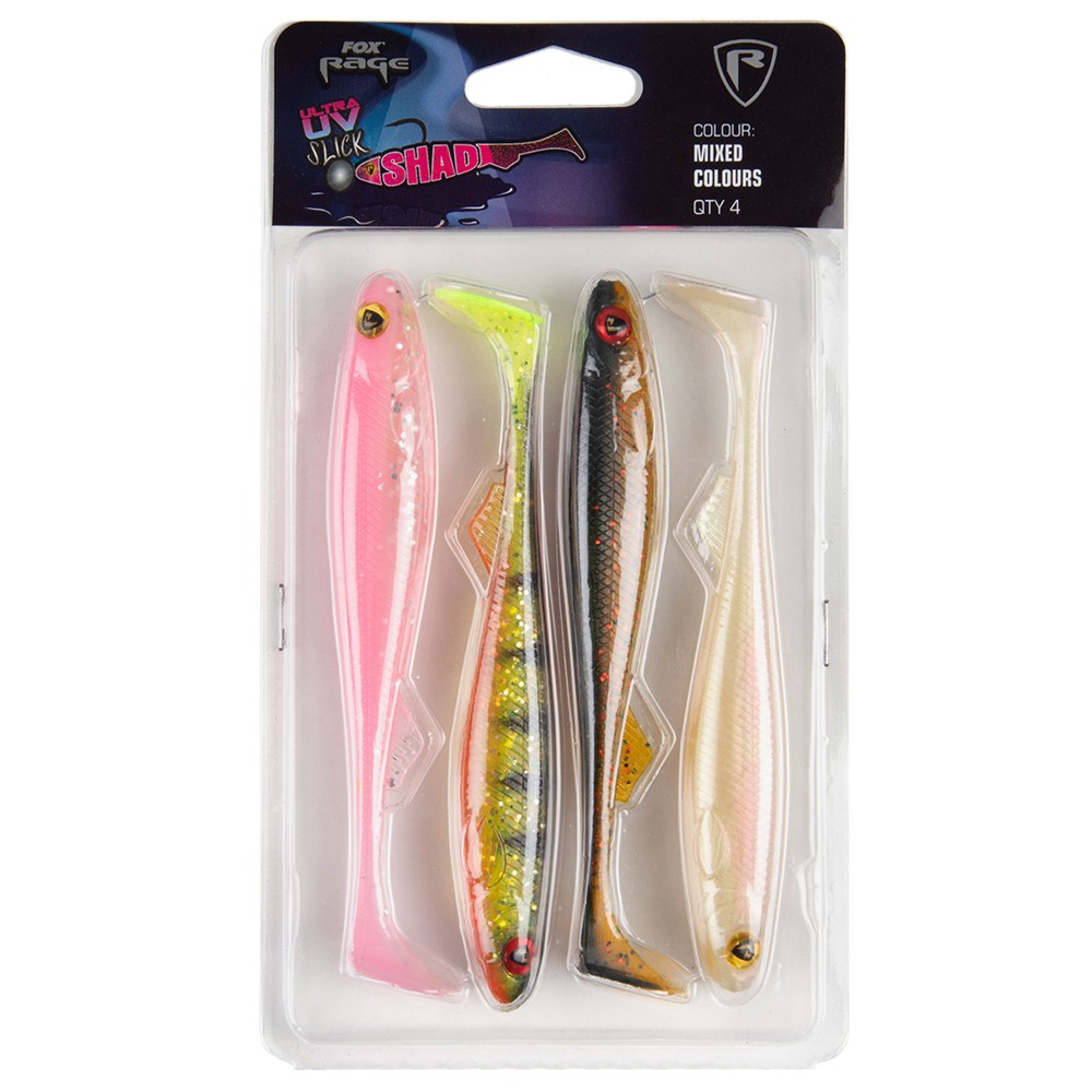 Fox Rage Slick Shad UV Mixed Colour Pack I 13,0cm - 4 Stück