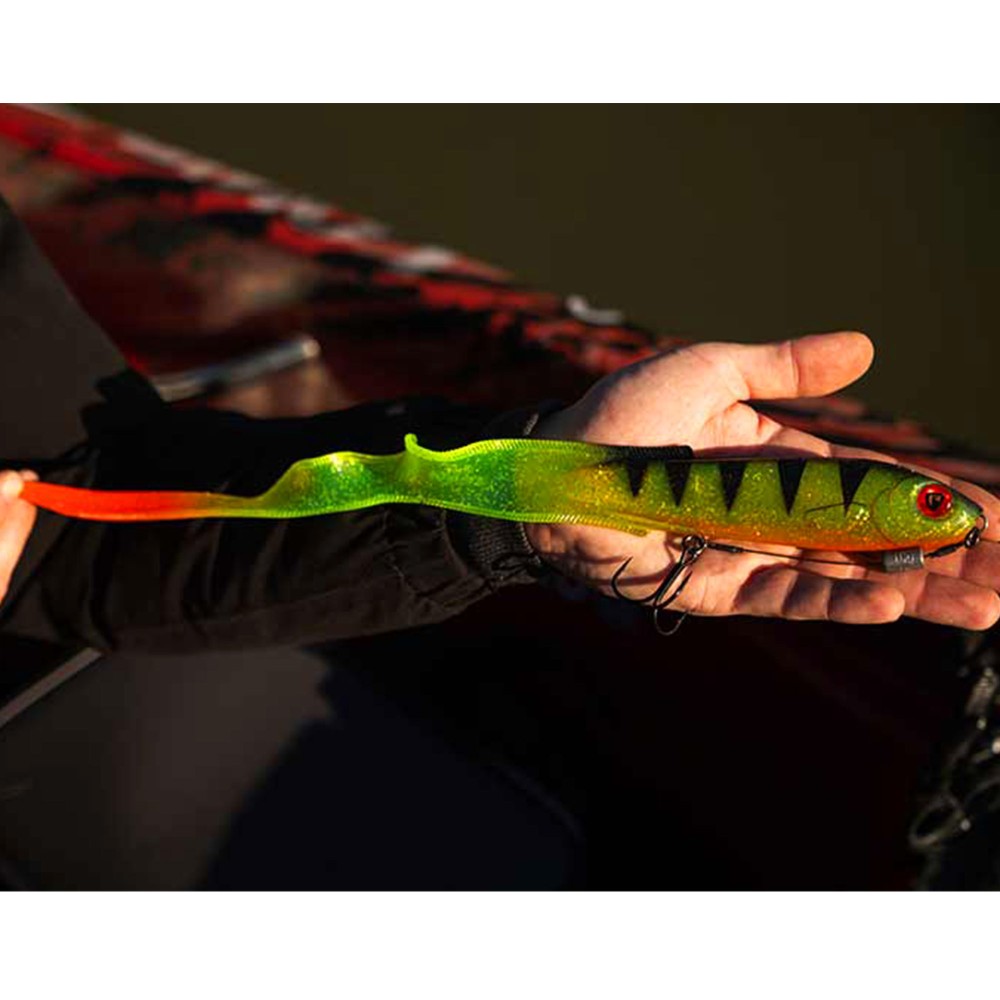 Fox Rage Slick Eel Loaded - Twister 28cm - UV Red Wake - 57g
