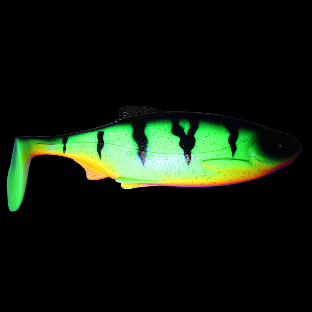 Westin Ricky the Roach Shadtail Gummifisch 14cm - UV Fire Perch - 42g - 1Stück