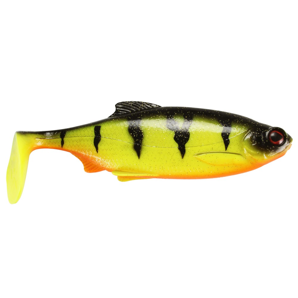 Westin Ricky the Roach Shadtail - Gummifisch 14cm - UV Fire Perch - 42g - 1Stück