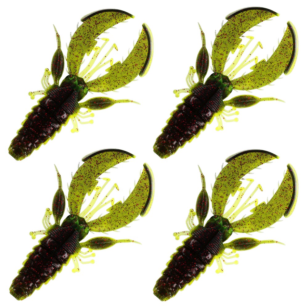 Westin CreCraw Creaturebait 10cm - Black/Chartreuse - 12g - 4Stück