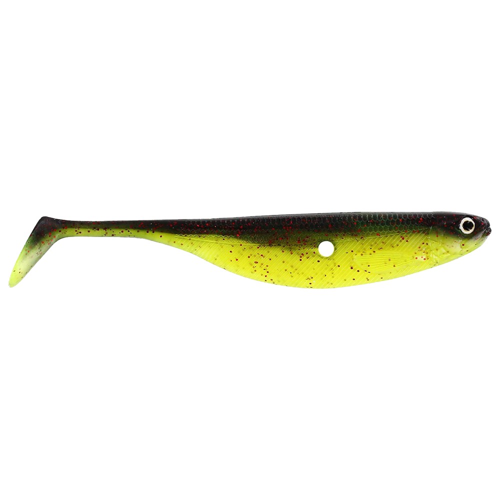 Westin ShadTeez Hollow Gummifisch 8cm - Black/Chartreuse - 4g - 3 Stück