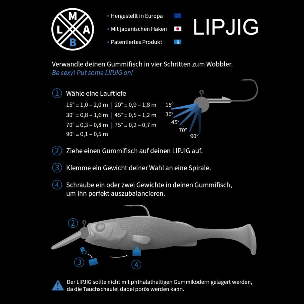 LMAB LipJig Tauchschaufel-Jighead 2/0 - 20° - 0,9-1,8m