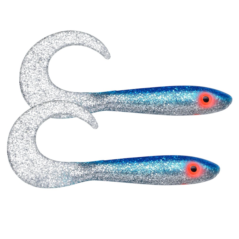 Svartzonker Sweden McRubber Tail Twister 34cm - Twister Gummifische 96g - 2 Stück - Blue silver glitter C0