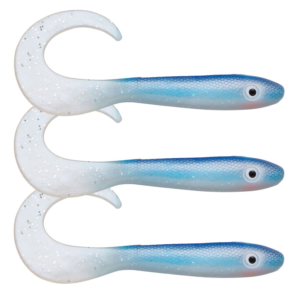 Svartzonker Sweden McRubber Tail Twister 23cm - Twister Gummifische 35g - 3 Stück - Blue Pearl