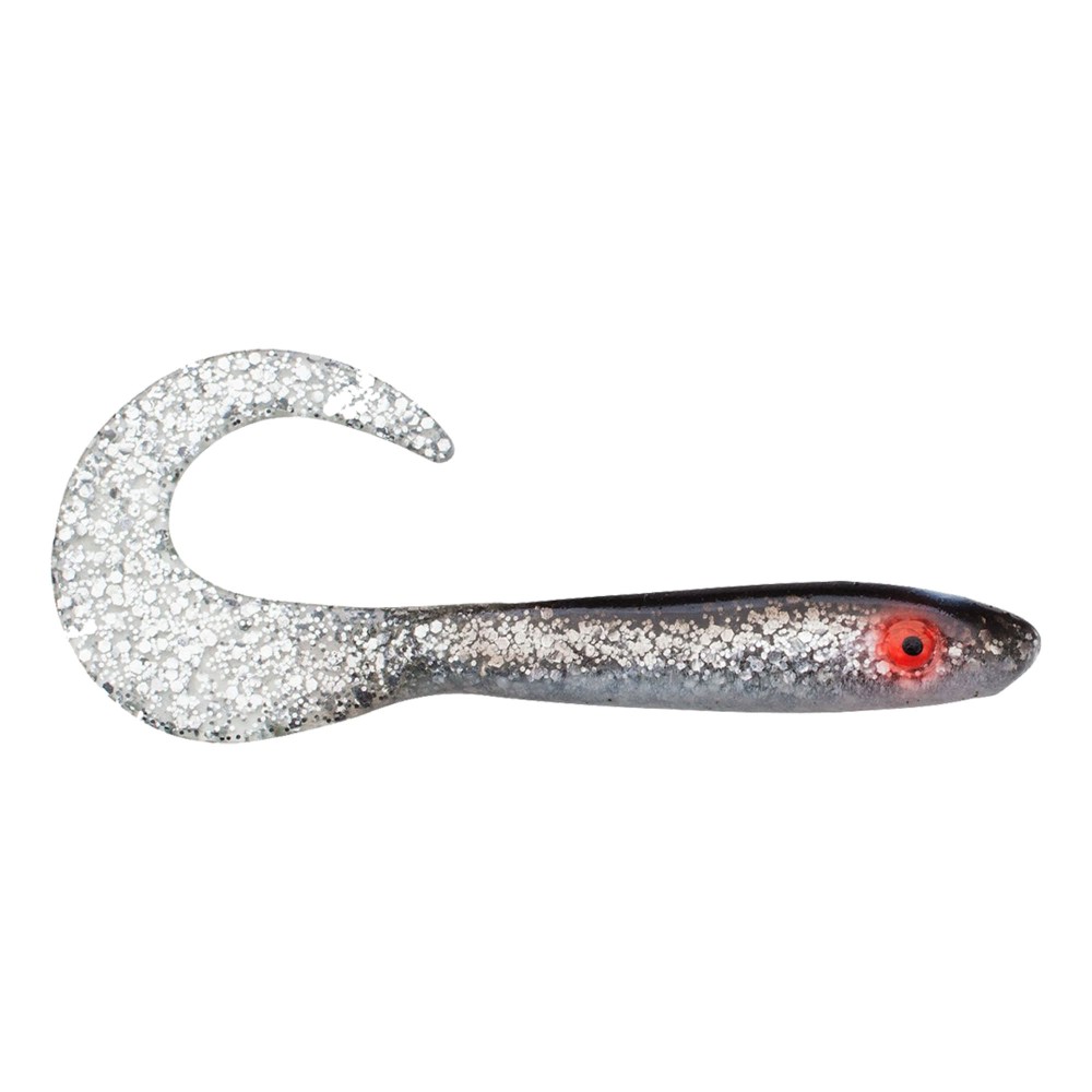 Svartzonker Sweden McRubber Tail Twister - Barsch Gummiköder 11cm - Black Silver Glitter - 4.5g - 10 Stück