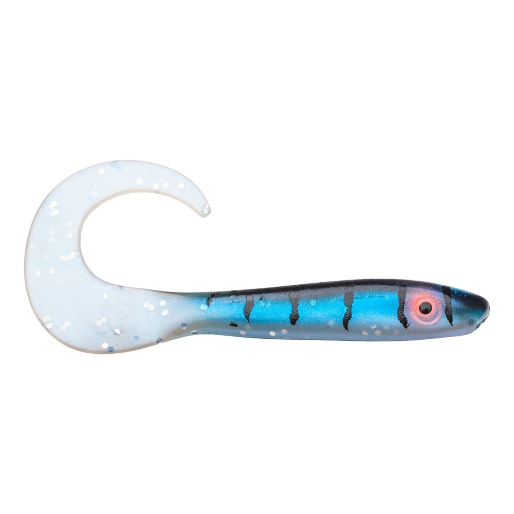 Svartzonker Sweden McRubber Tail Twister - Barsch Gummiköder 11cm - UV Pearl Mackerel - 4.5g - 10 Stück