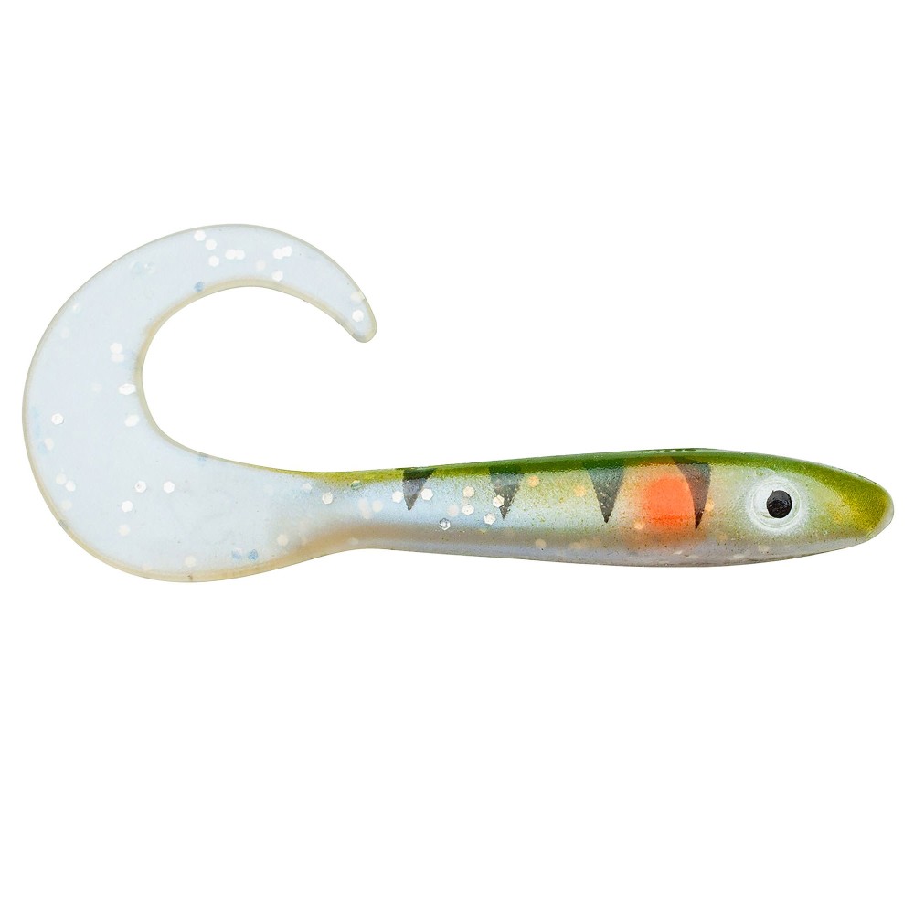 Svartzonker Sweden McRubber Tail Twister Barsch Gummiköder 11cm - UV Perch - 4.5g - 10 Stück