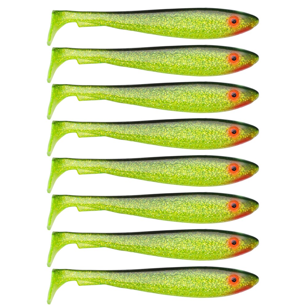 Svartzonker Sweden McRubber Shad Gummifische 9cm - 6g - 8 Stück - Black´n Chatreuse C19
