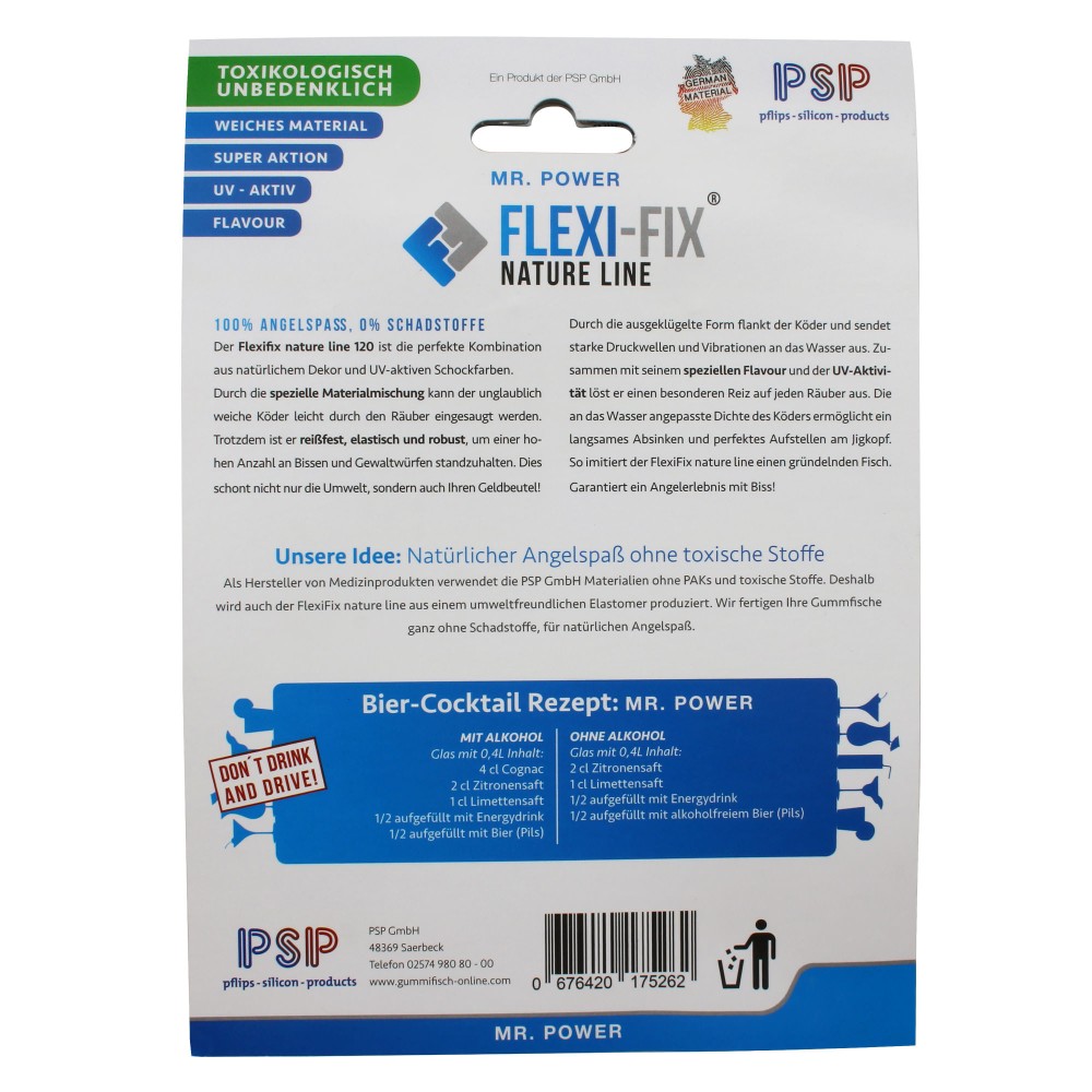 FlexiFix Natureline Gummifische 120mm, 6 Stück, Mr. Power