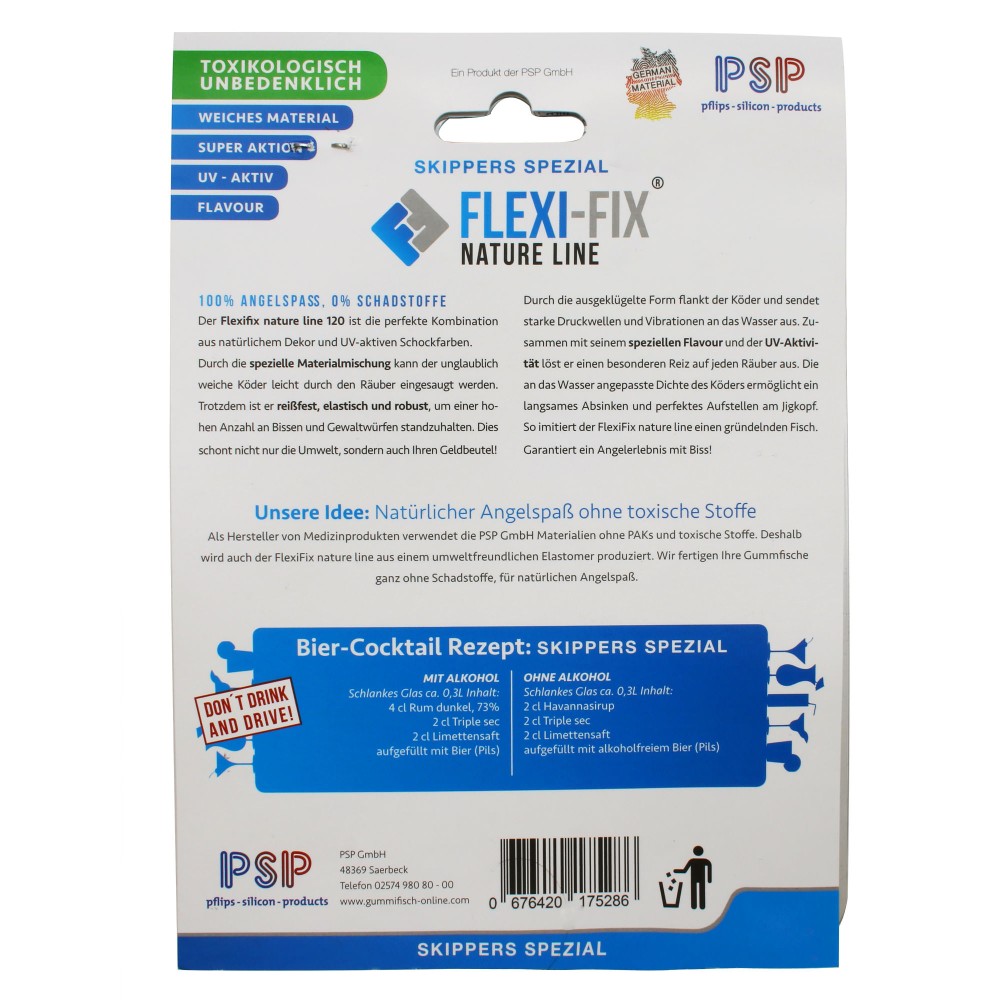 FlexiFix Natureline Gummifische 120mm, 6 Stück, Skippers Spezial