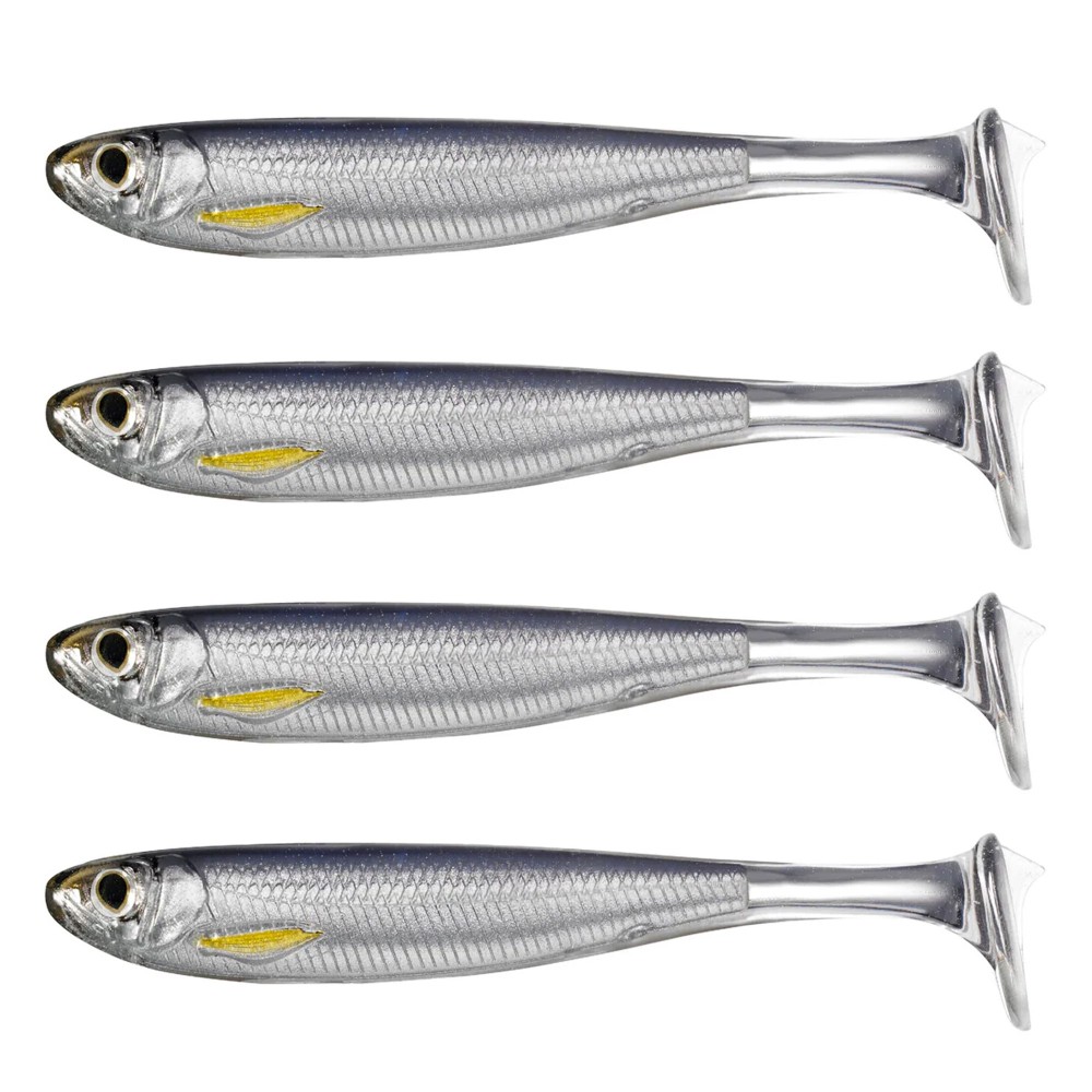 Live Target Slow-Roll Shiner Paddle Tail 8,5cm - Silver/Smoke - 4 Stück