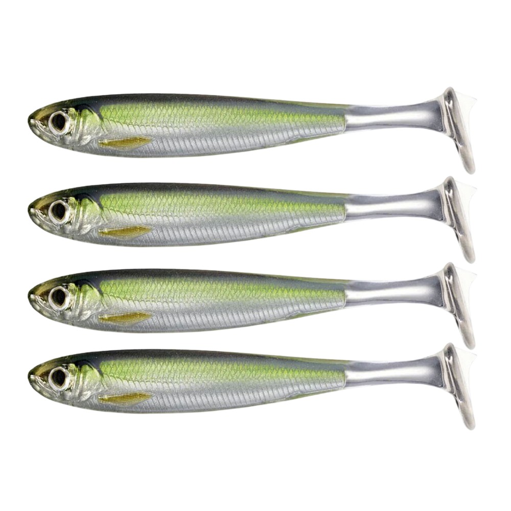 Live Target Slow-Roll Shiner Paddle Tail 8,5cm - Silver/Green - 4 Stück
