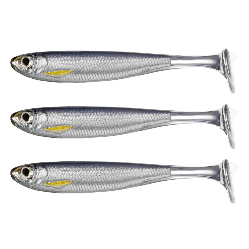 Live Target Slow-Roll Shiner Paddle Tail 12,5cm - Silver/Smoke - 3 Stück