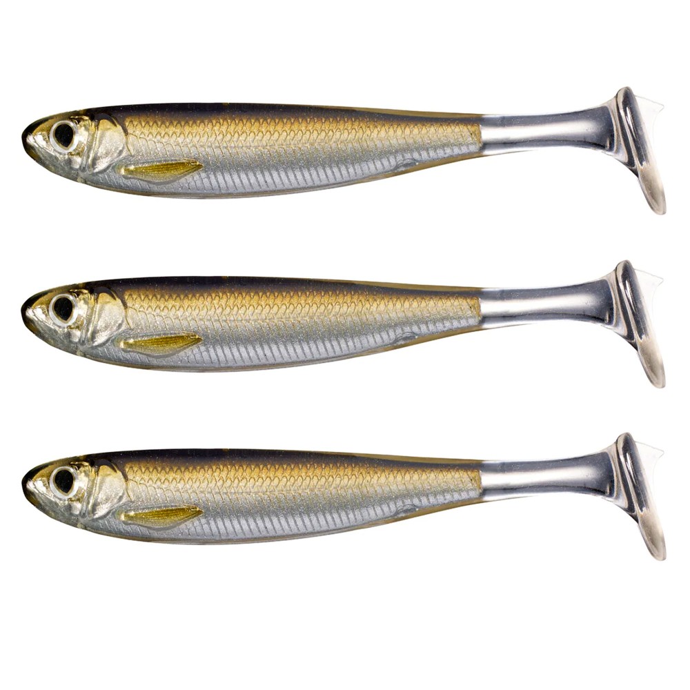 Live Target Slow-Roll Shiner Paddle Tail 12,5cm - Silver/Brown - 3 Stück