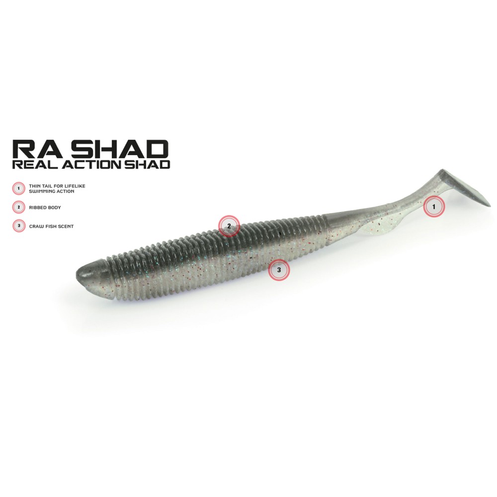 Molix RA Shad Gummifisch 9cm - UV Clear Chart/Multy Color Flake