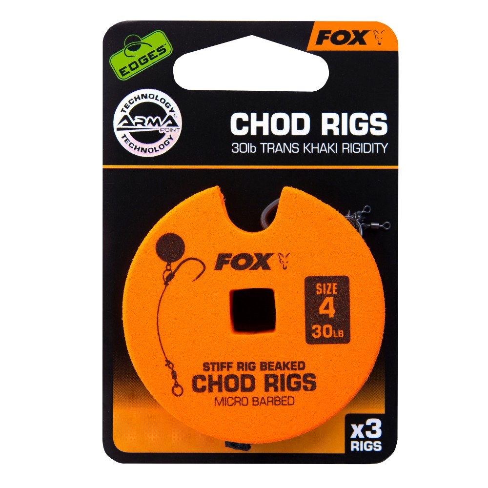 Fox Edges Stiff Chod Rig Standard Pop-Up Rig - Gr.4 - TK30lbs - 3Stück