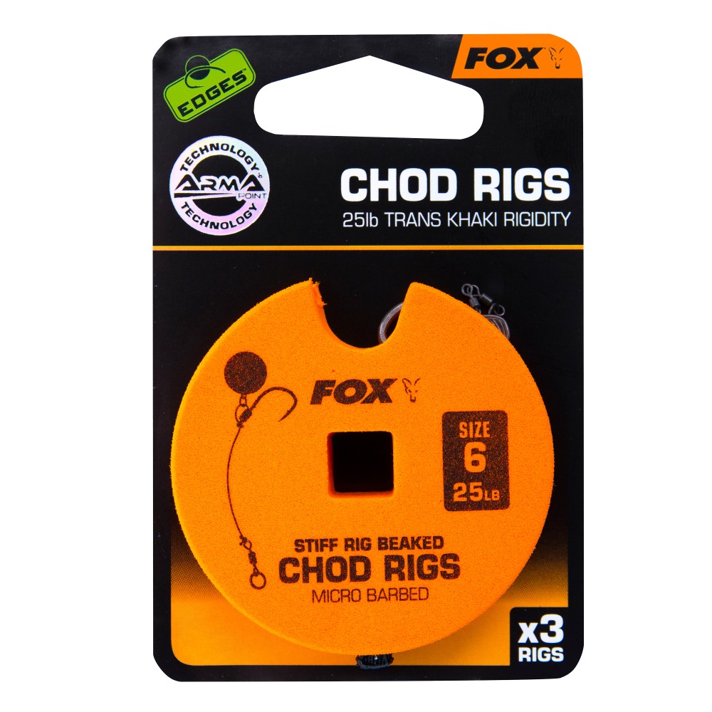 Fox Edges Stiff Chod Rig Standard Pop-Up Rig - Gr.6 - TK25lbs - 3Stück