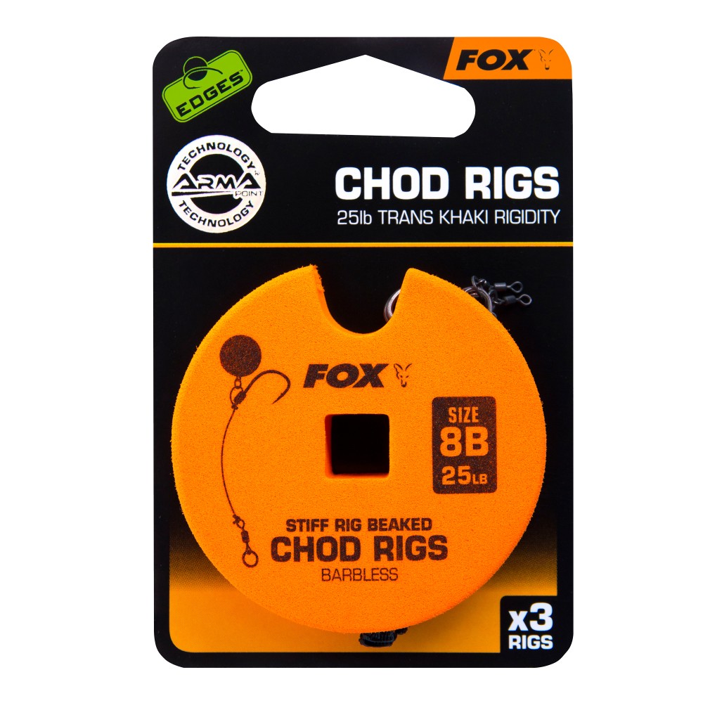 Fox Edges Stiff Chod Rig Standard (Barbless) Pop-Up Rig - Gr.8 - TK25lbs - 3Stück