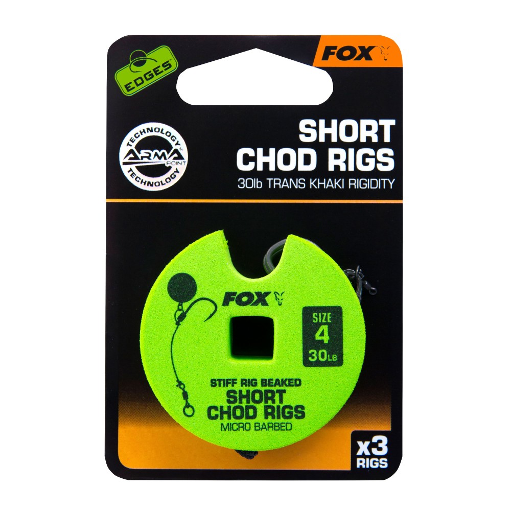 Fox Edges Stiff Short Chod Rig - Pop-Up Rig - Gr.4 - TK30lbs - 3Stück