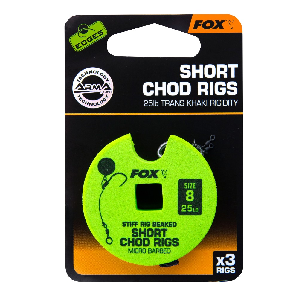 Fox Edges Stiff Short Chod Rig Pop-Up Rig - Gr.8 - TK25lbs - 3Stück