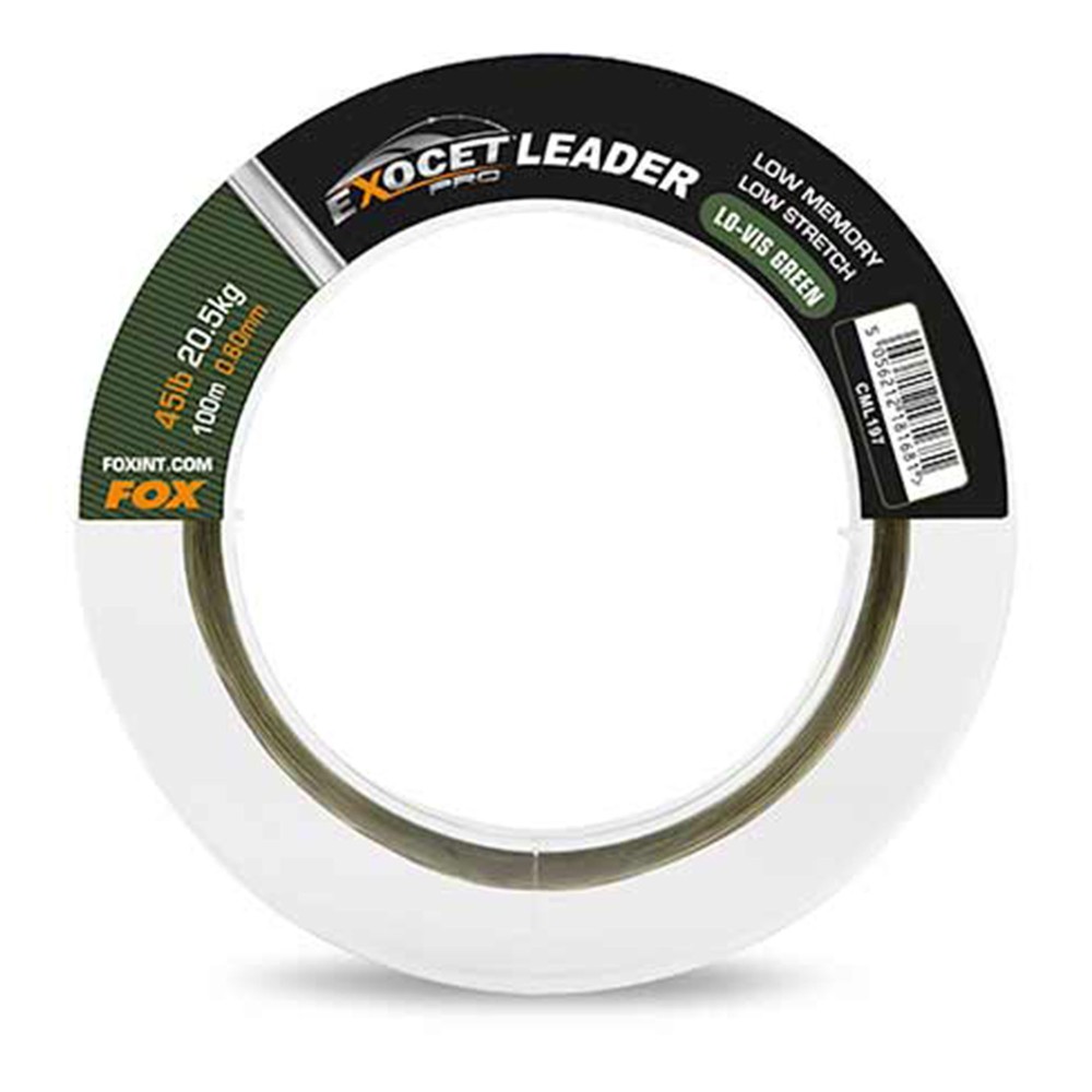 Fox Exocet Pro Leader - Vorfachmaterial Low Vis Green - 45lbs (20,5kg) - 0,60mm - 100m