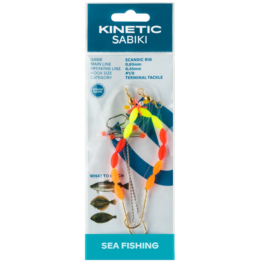 Kinetic Scandic Rig - Brandungsvorfach Yellow/Red/Orange - 110cm - #1/0 - 1 Stück