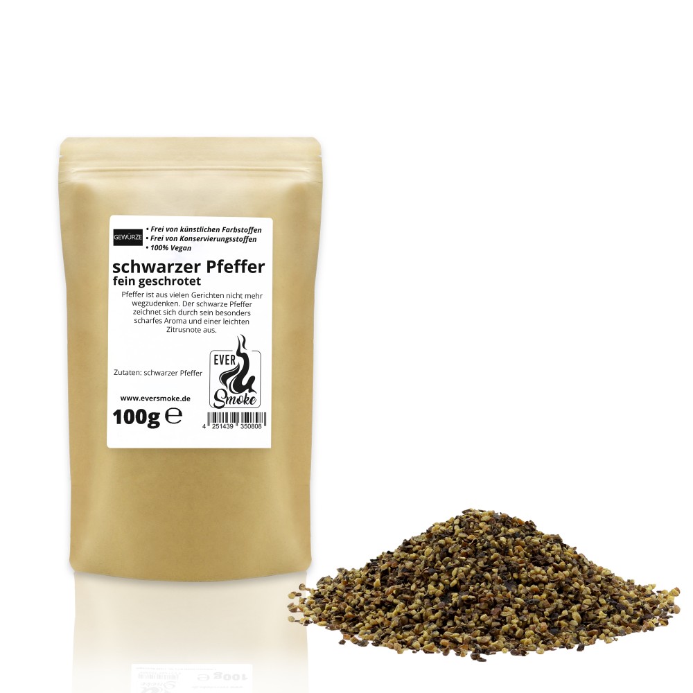 Eversmoke Gewürz schwarzer Pfeffer, fein geschrotet 100g