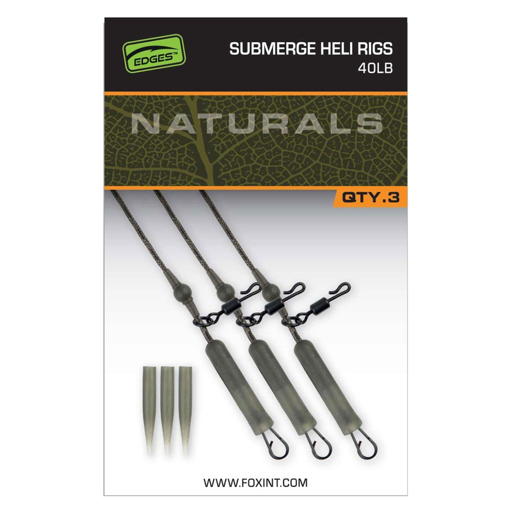 Fox Edges Naturals Submerge Heli Rigs 40lb - 3Stück