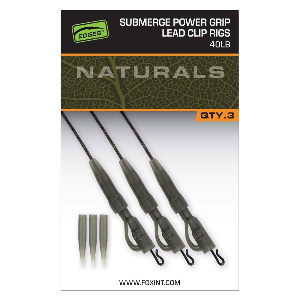 Fox Edges Naturals Submerge Power Grip Lead Clip 40lb - 3Stück