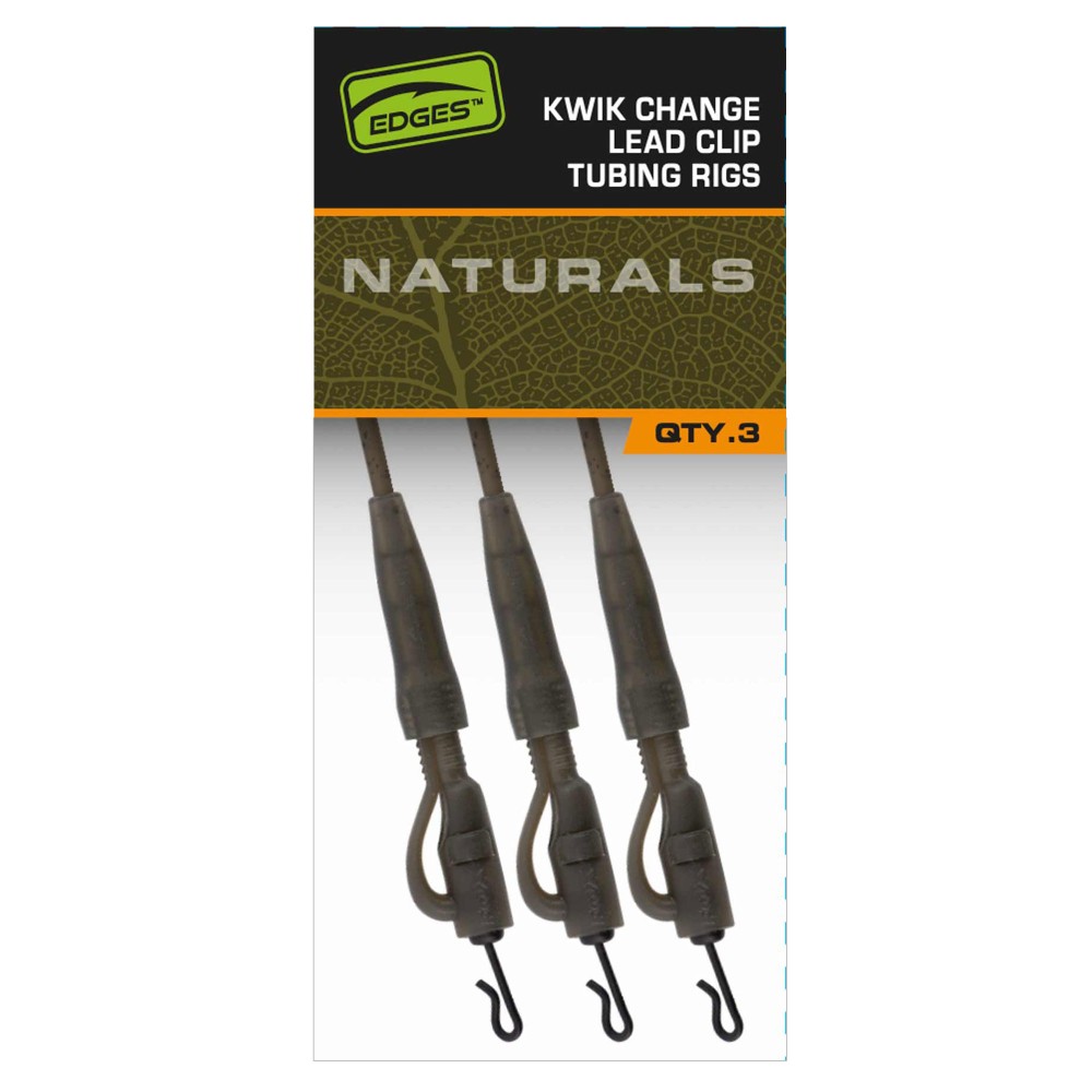 Fox Edges Naturals Kwik Change Lead Clip Tubing Rigs 3Stück