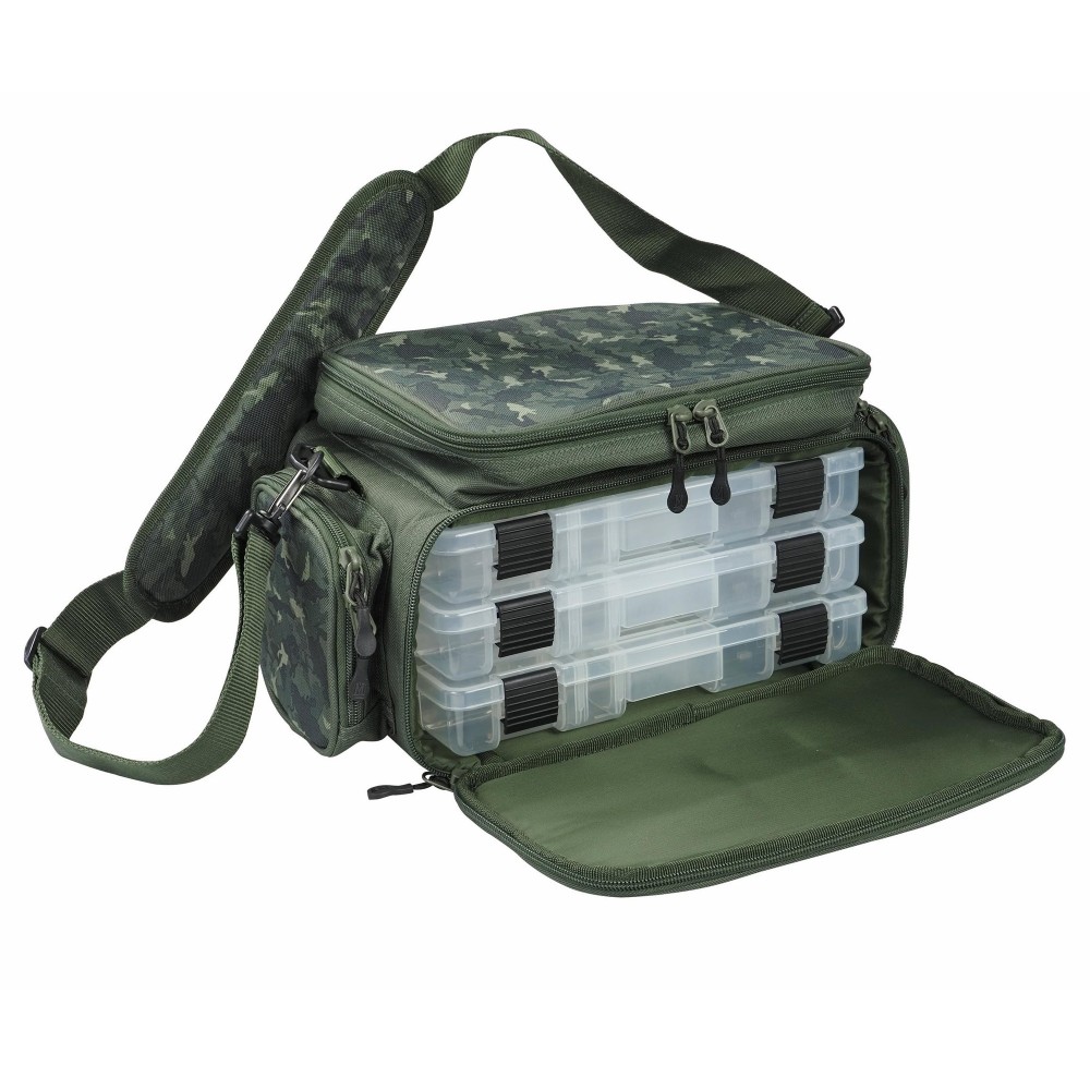 Mitchell MX Camo Stacker Bag M inkl. 3 Boxen - Angeltasche 38x20x23cm - 1Stück