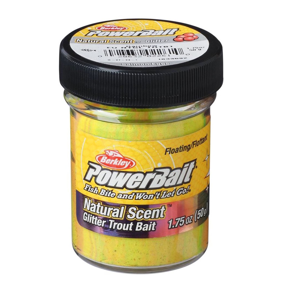 Berkley PowerBait® Natural Glitter Trout Dough - Forellenteig Rainbow Glitter - Salmon Egg - 50g