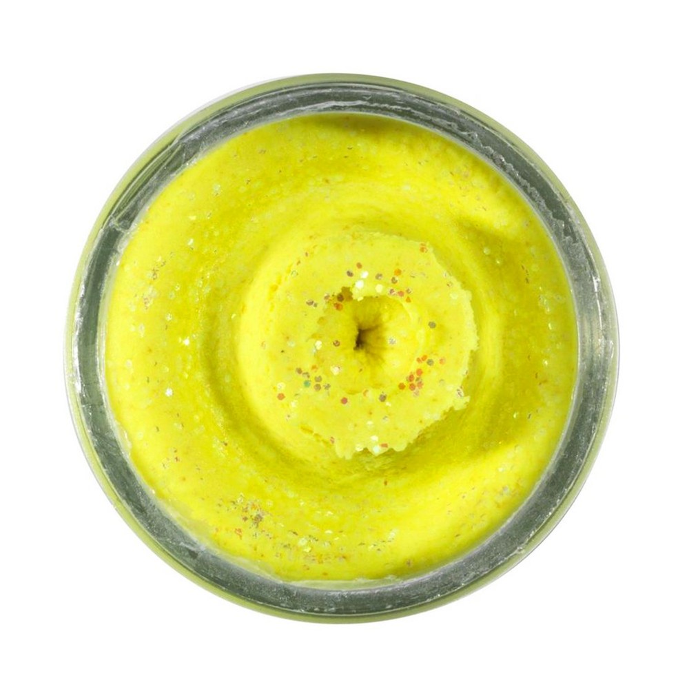 Berkley PowerBait® Natural Glitter Trout Dough - Forellenteig Shunshine Yellow Glitter - Liver - 50g