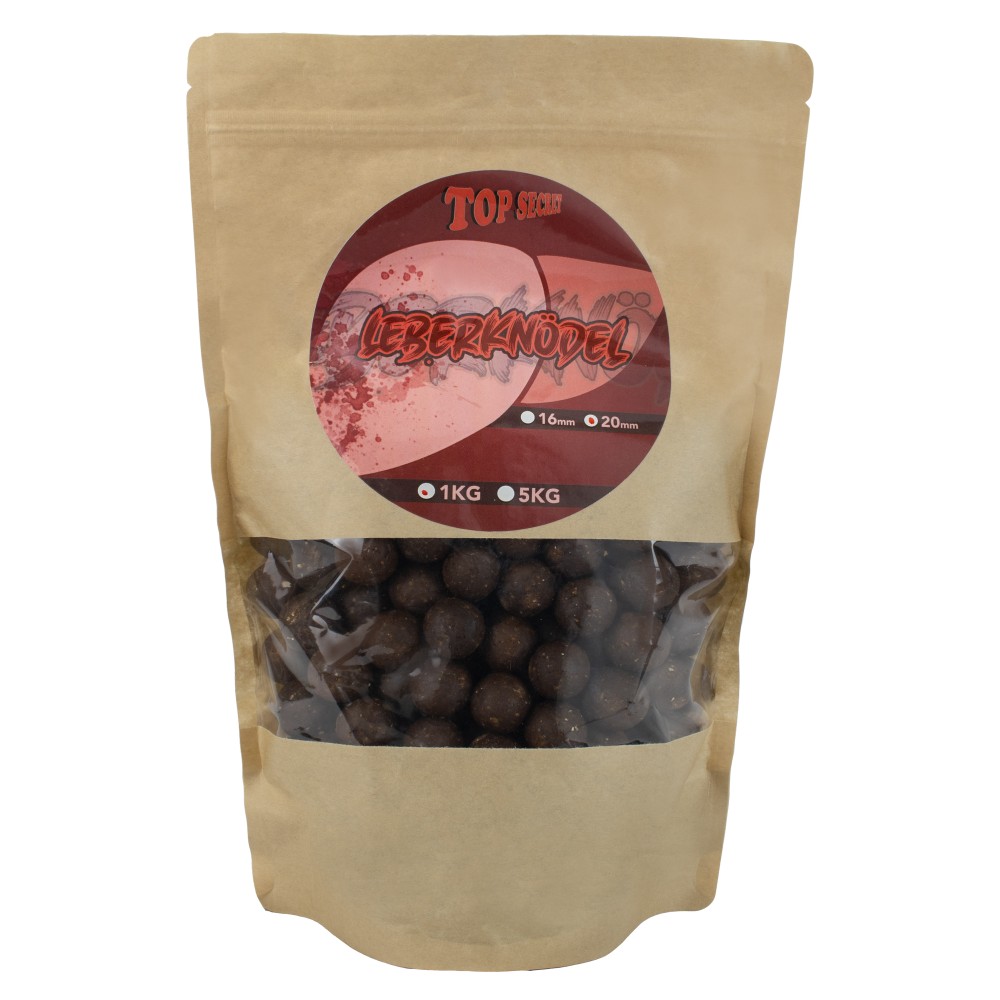 Top Secret Leberknödel Boilies 20mm - braun/rot - 1kg - Leber