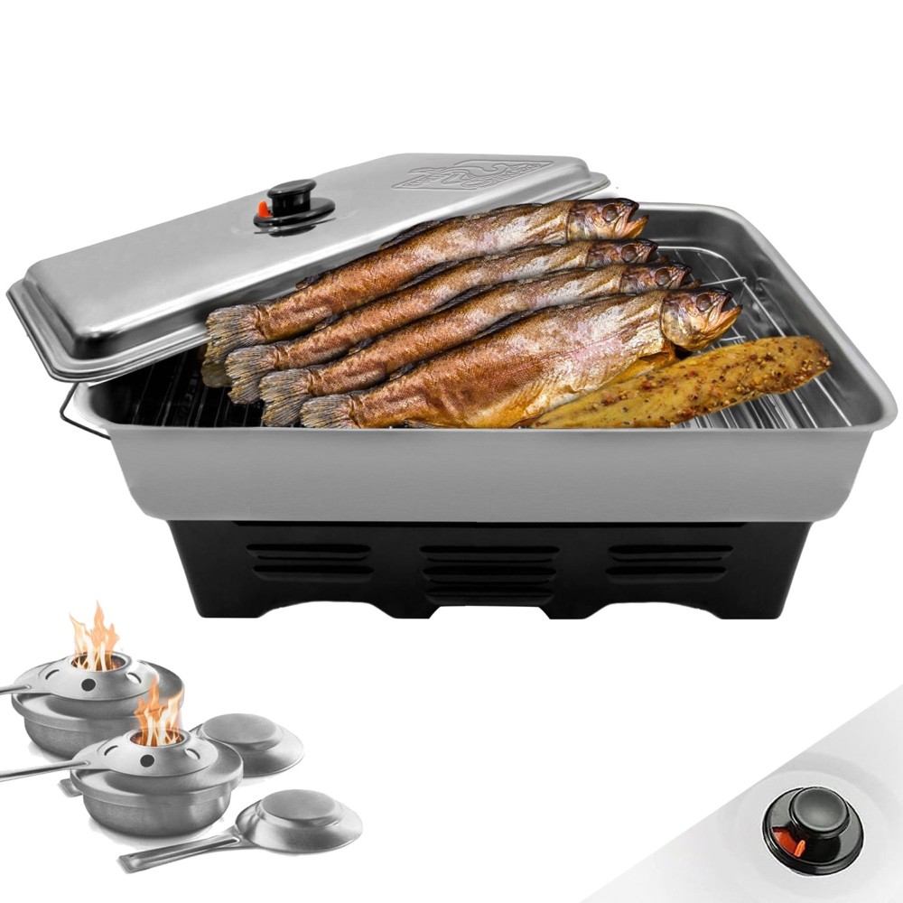 Eversmoke Deluxe Edelstahl Tischräucherofen Smoker 40x25x19cm - 1Stück