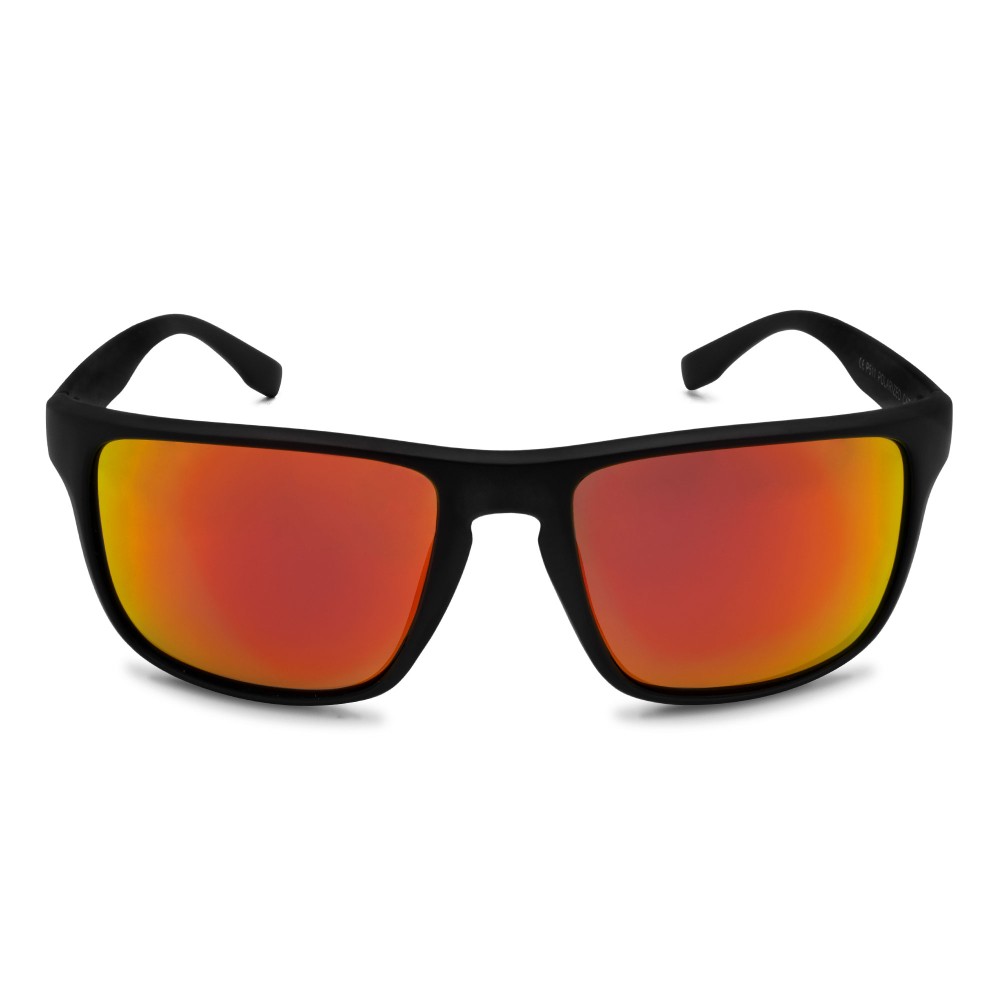 Senshu Polarisationsbrille Red Strike - Sonnenbrille inkl. Case & Brillenputztuch - Schwarz/orange-chrome