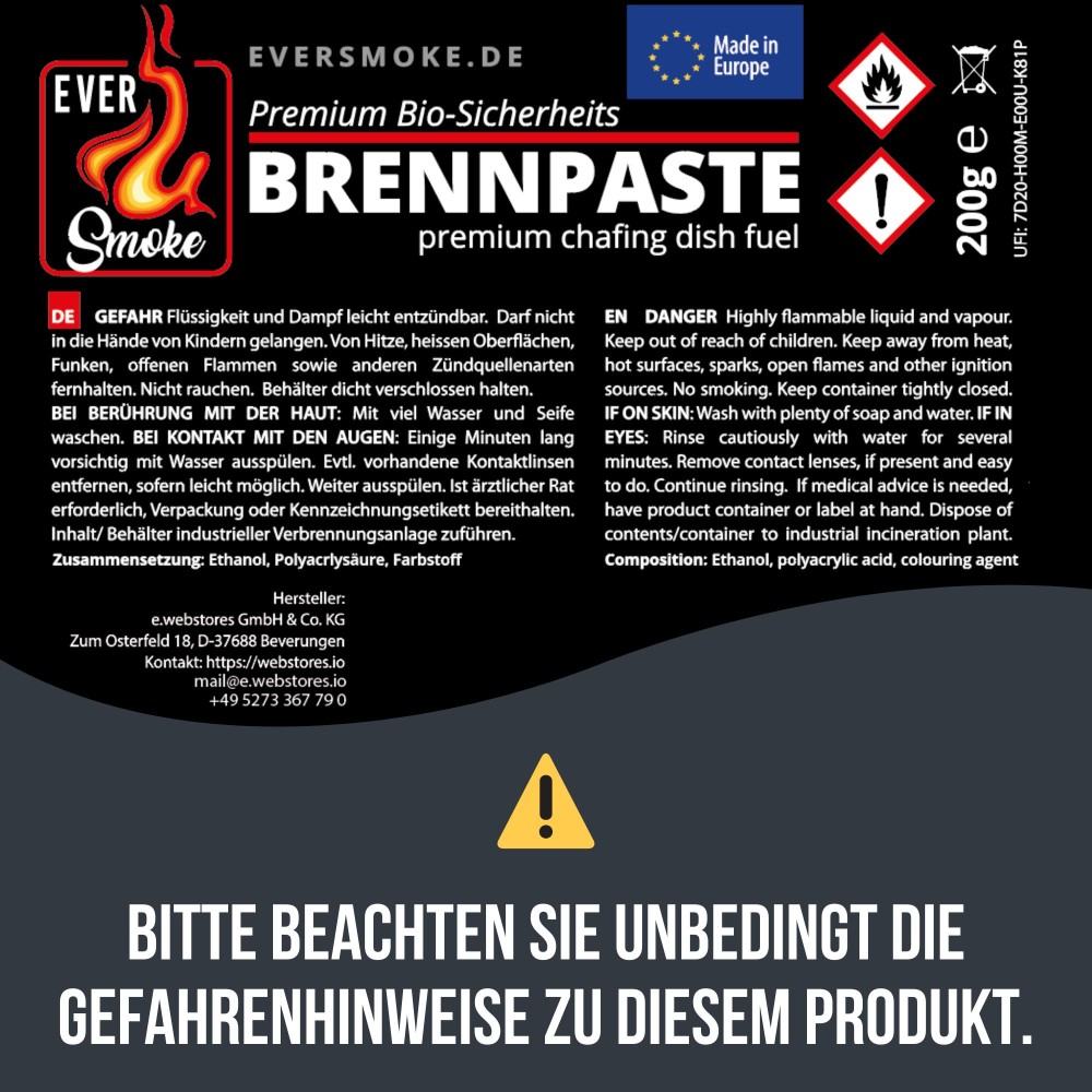 Eversmoke Premium Sicherheits Brennpaste / Brenngel 200g